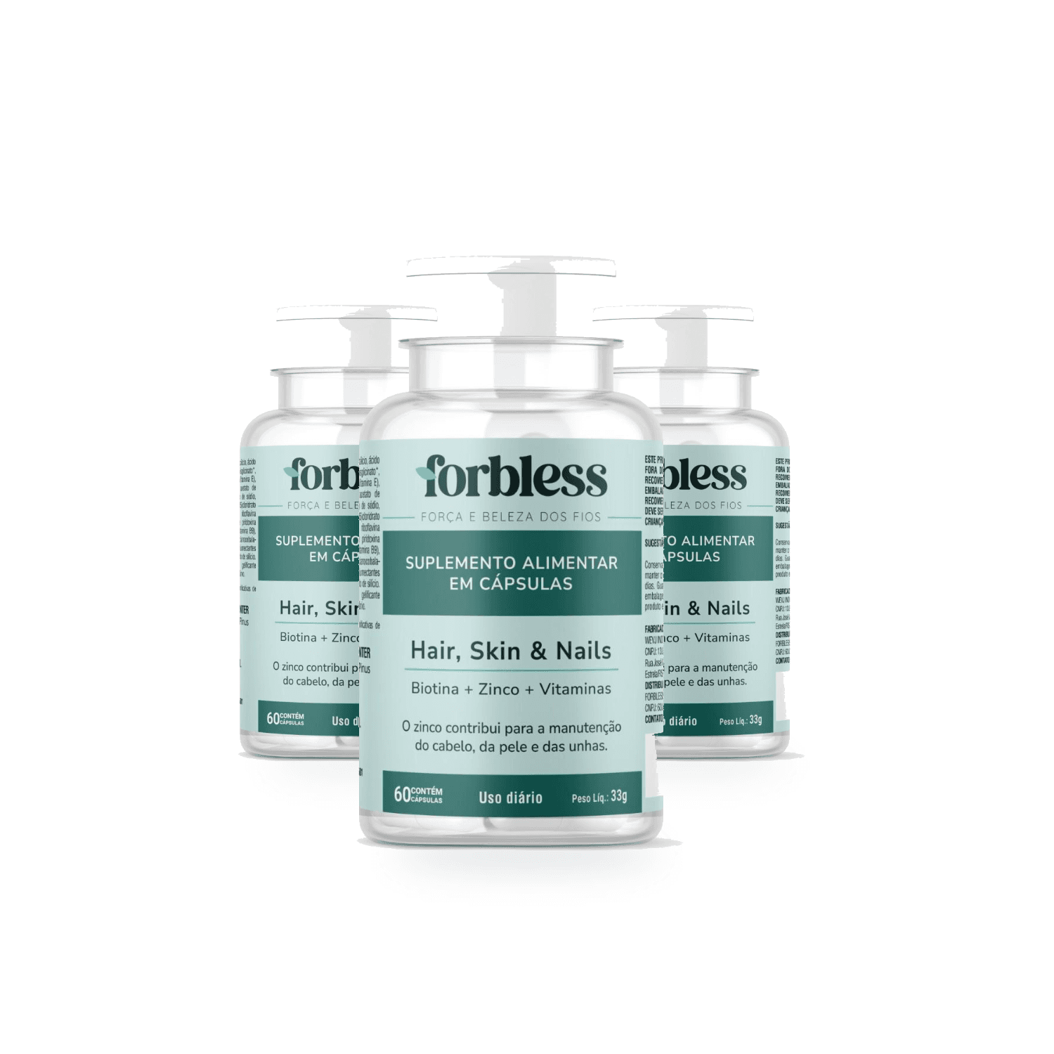 Forbless Kit 90 Dias – 3 potes Hair, Skin & Nails